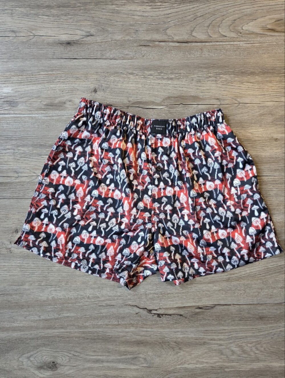 American Eagle 4" Satin Boxer Mushroom Briefs Loungewear Button Fly Large Sleep - Picture 2 of 6